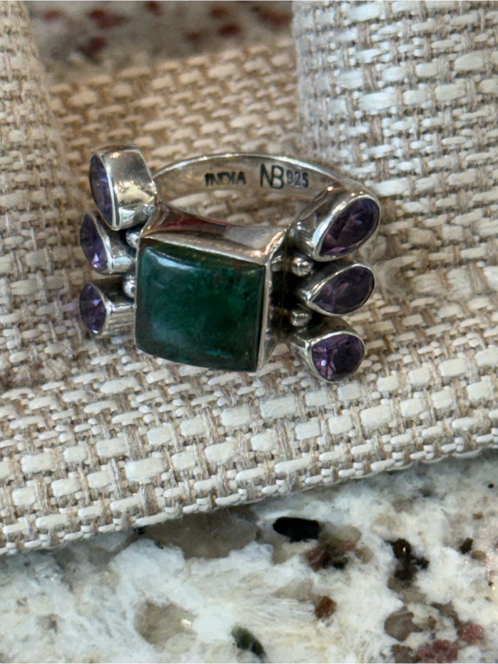 Vintage Nicky Butler Sterling Silver Eilat and Amethyst Ring